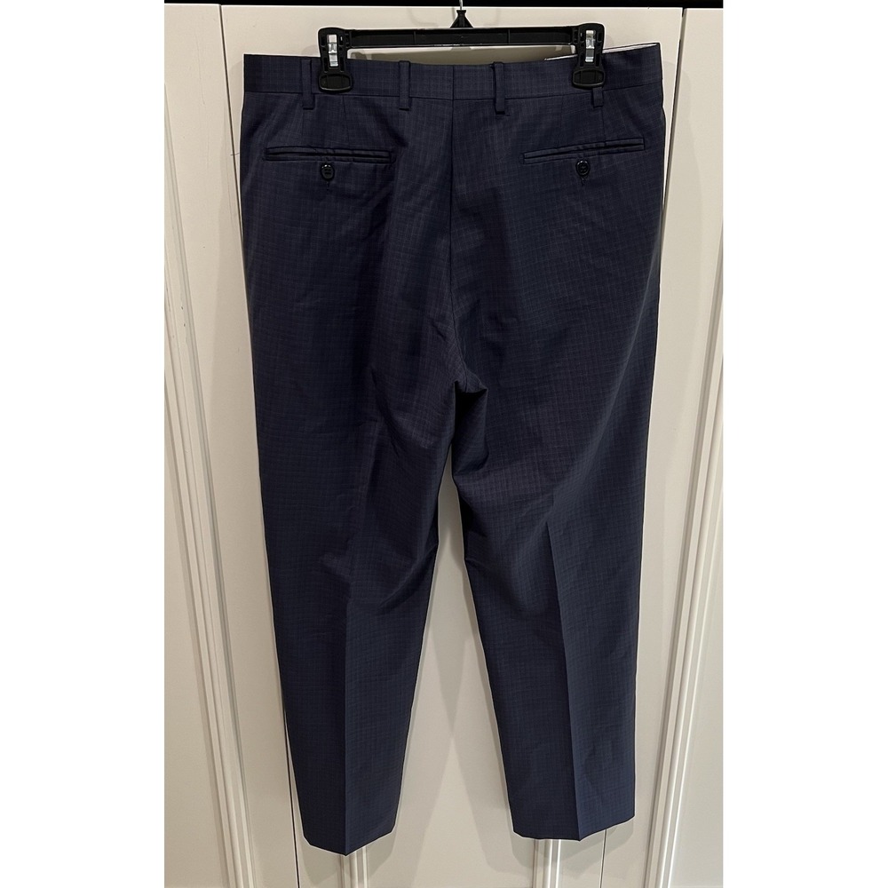 Zanella for Nordstrom Devon Dress Pants Wool Trousers Navy Crosshatch Business - Picture 3 of 6
